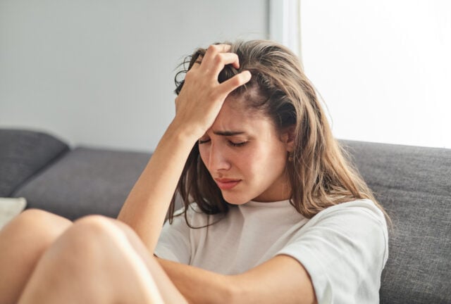 teenager girl crying