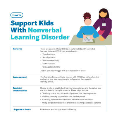 How to Support Kids With Nonverbal Learning Disorder