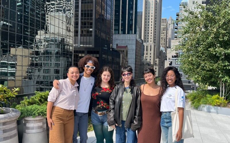 Mary-Ann Nobele (far right) and Naomi Grewan (second to right) alongside youth leaders from Brazil and Greece at the Child Mind Institute headquarters in New York