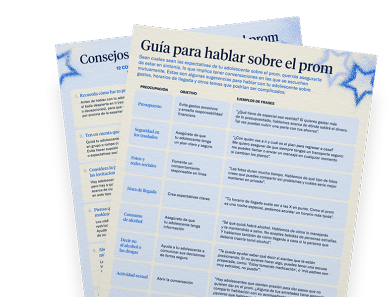 Hojas de consejos para el prom